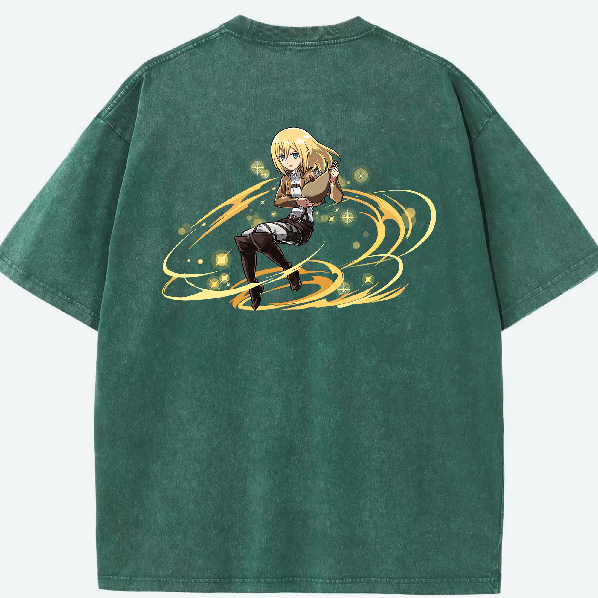 （画像用） 進撃の巨人 クリスタ·レンズ Attack on Titan Christa Lenz 綿100% ヴィンテージ風 半袖Tシャツ（背面プリント）